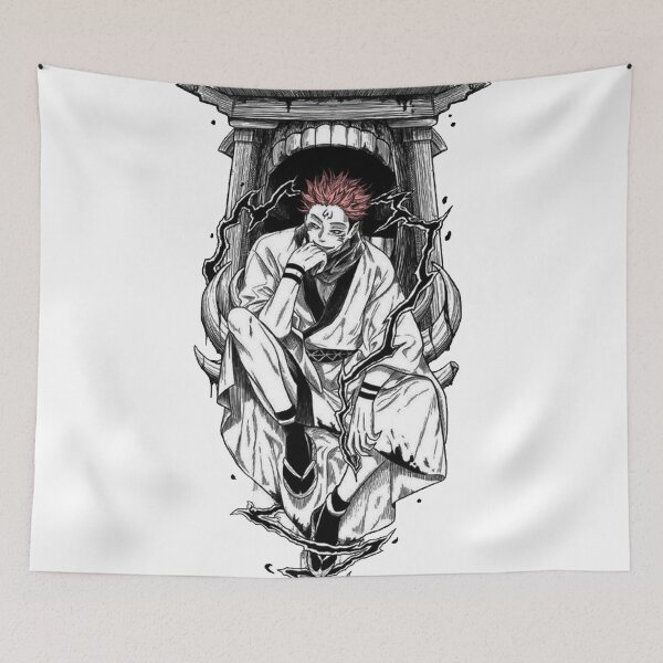 Item preview, Sukuna on Shrine Throne – Jujutsu Kaisen Dark Anime Art designed and sold by frantuliuss.