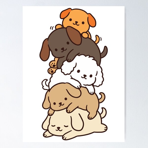 Item preview, Cute Puppy Stack – Kawaii Stacked Dogs designed and sold by AliveStyle.