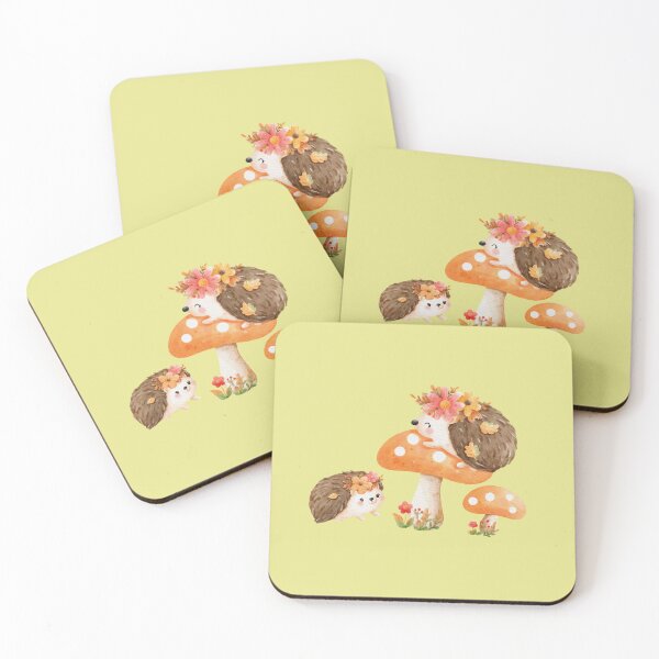 Item preview, Cute Watercolor Hedgehogs on Mushrooms Autumn designed and sold by SolutionsArt.