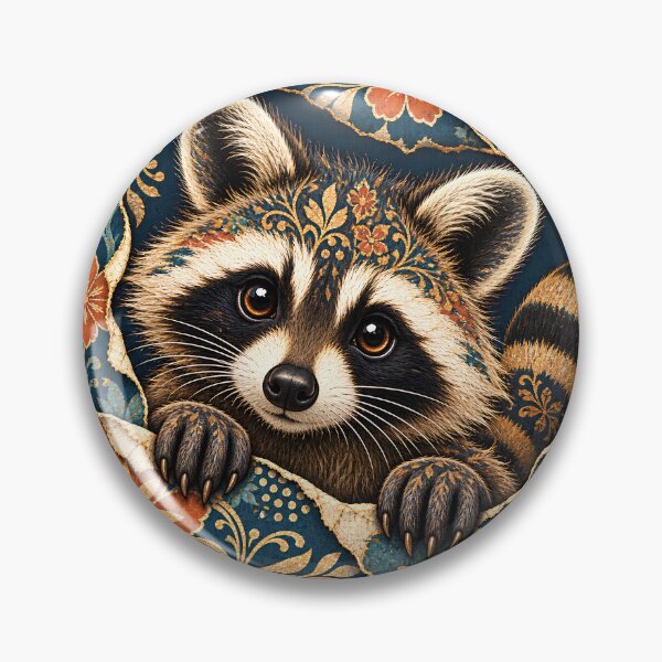 Item preview, Cute Raccoon Batik Floral Art – Vintage Boho Woodland Animal designed and sold by MG Aura.