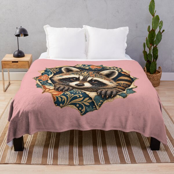 Item preview, Cute Raccoon Batik Floral Art – Vintage Boho Woodland Animal designed and sold by MG Aura.