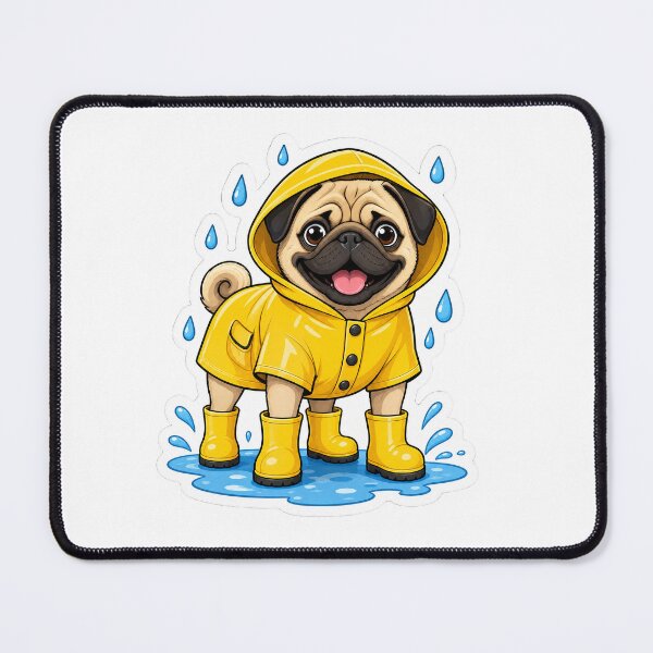 Item preview, pug wearing a raincoat designed and sold by Figurativa.