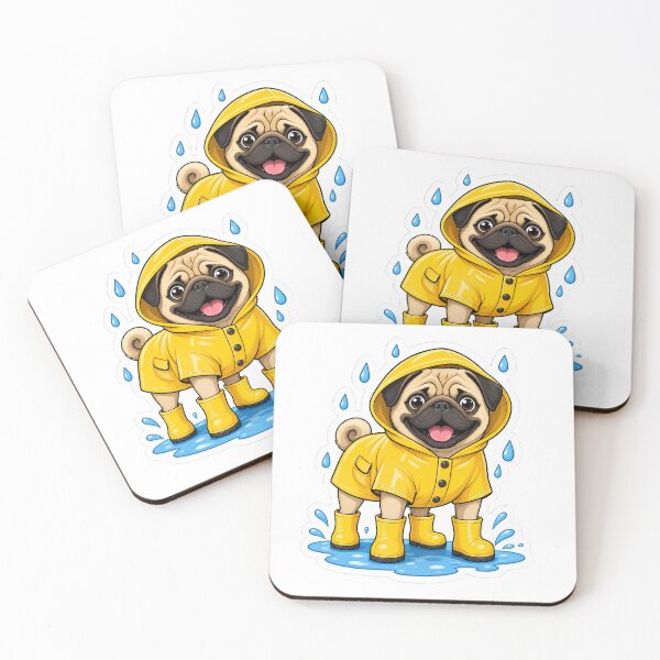 Item preview, pug wearing a raincoat designed and sold by Figurativa.
