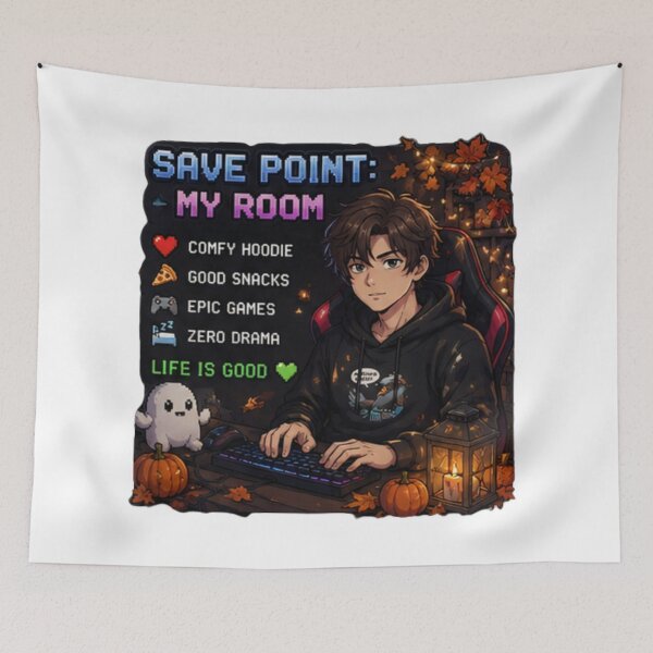 Item preview, Save Point My Room Gamer Anime Boy Design | PRO Gamer Club Cozy Autumn Setup designed and sold by DailyStruggleCo.