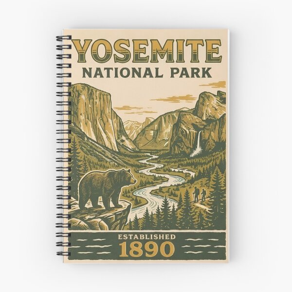 Item preview, Yosemite National Park Vintage Bear Half Dome Art designed and sold by LittleArij.