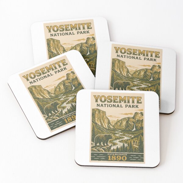 Item preview, Yosemite National Park Vintage Bear Half Dome Art designed and sold by LittleArij.