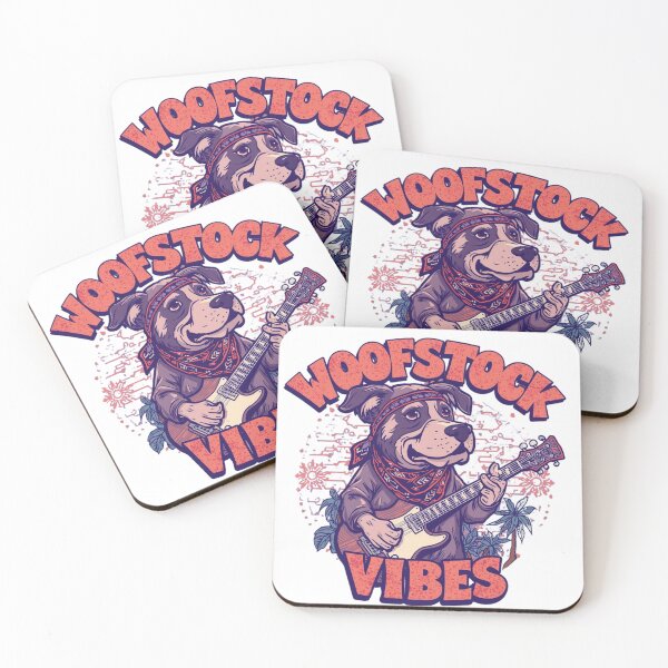 Item preview, Woofstock retro guitar dog music festival 70s hippie pup designed and sold by Mere & Co.