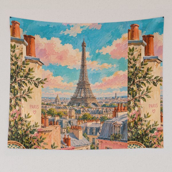 Item preview, Eiffel Tower – Colorful Maximalist Landscape Wall Art designed and sold by Quiet Sun.