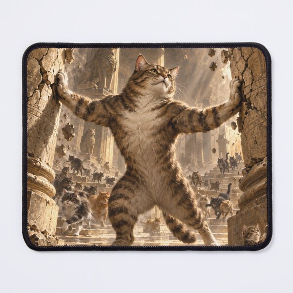 Item preview, Cat Shattering the Temple Pillars designed and sold by Ocelot-T.