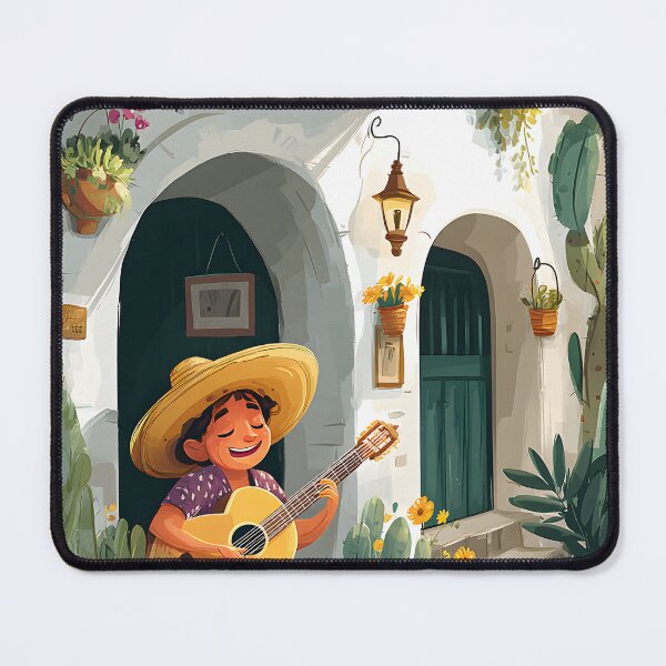 Item preview, Musician Playing Guitar in Charming Courtyard designed and sold by Artessie.
