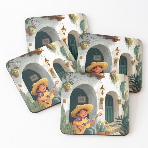 Item preview, Musician Playing Guitar in Charming Courtyard designed and sold by Artessie.