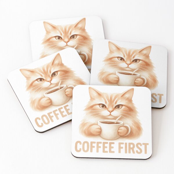 Item preview, Coffee First Fluffy Cat designed and sold by RAJASWARSTORE.