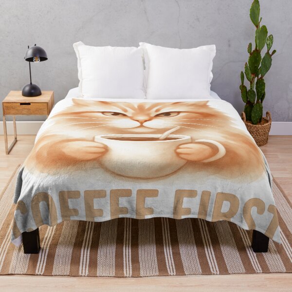Item preview, Coffee First Fluffy Cat designed and sold by RAJASWARSTORE.