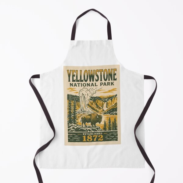 Item preview, Yellowstone National Park Vintage Bison Geyser Retro Art designed and sold by LittleArij.