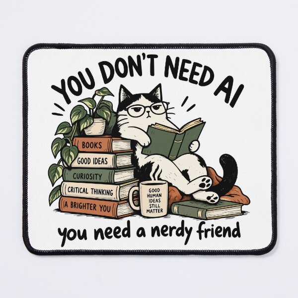 Item preview, You Don't Need AI, You Need A Nerdy Friend Funny Anti AI designed and sold by gordonbwyashop.