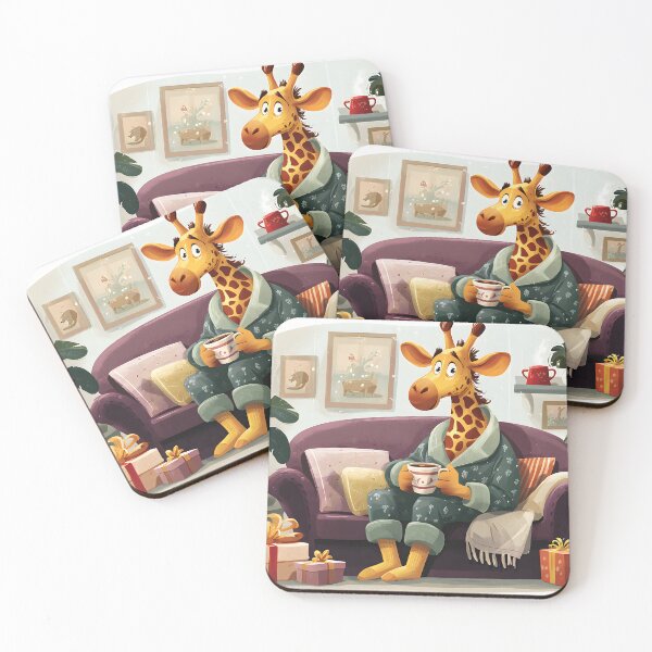 Item preview, Cozy Giraffe in Pajamas with a Cup of Hot Cocoa designed and sold by Artessie.