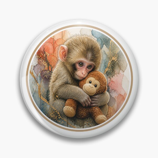 Item preview, Punch the Monkey Cute Japanese Macaque Watercolor designed and sold by Wilcox PhotoArt.