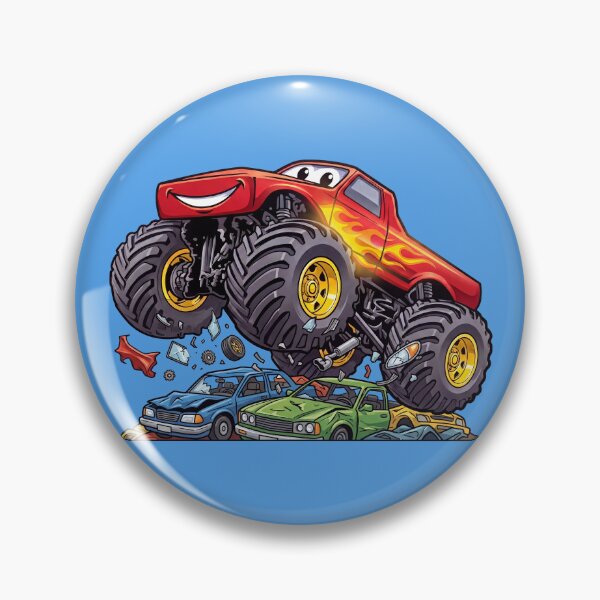 Item preview, Monster Truck Crushing Cars Red Flaming designed and sold by offroadstyles.