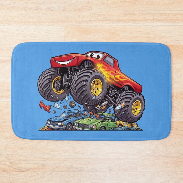 Item preview, Monster Truck Crushing Cars Red Flaming designed and sold by offroadstyles.