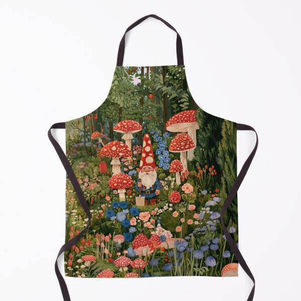 Item preview, A cheerful Garden Gnome tending magical flowers in a whimsical woodland village filled with giant mushrooms, Fantasy & Mythological Creatures designed and sold by CDC40.