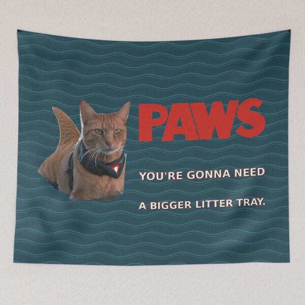 Item preview, PAWS: Funny Cat Shark Movie Parody designed and sold by MotorMouthMerch.