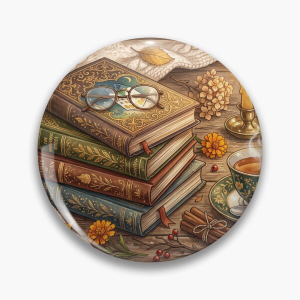 Item preview, Cozy Autumn Reading | Stack of Books, Tea, and Fall Leaves designed and sold by SebastianSpace.