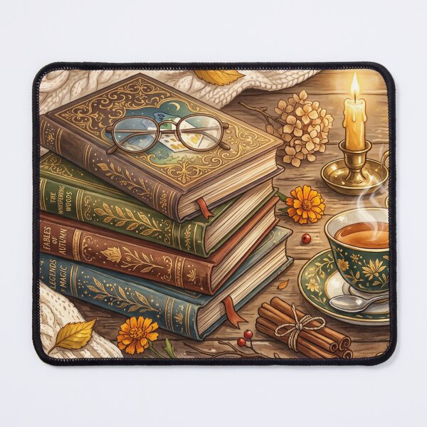 Item preview, Cozy Autumn Reading | Stack of Books, Tea, and Fall Leaves designed and sold by SebastianSpace.