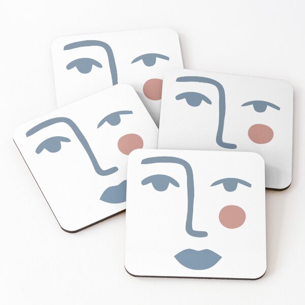 Item preview, Minimalist Abstract Face Line Art Portrait with Coral Circle Accent designed and sold by meghnad.