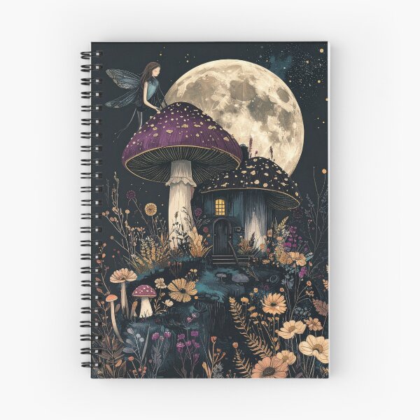 Item preview, Fairy Mushroom House Full Moon Night Garden Fantasy Art designed and sold by TripleMoonCrafts.