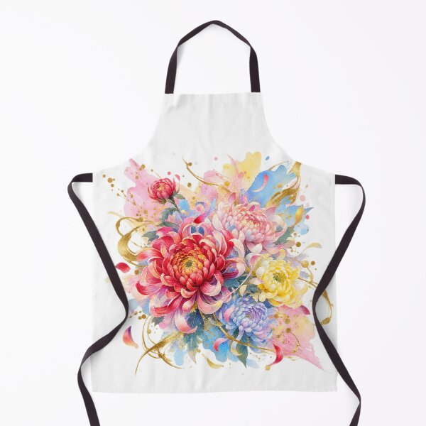 Item preview, Elegant Japanese Chrysanthemum Watercolor – Modern Gold Floral Art designed and sold by アミヤジャ.