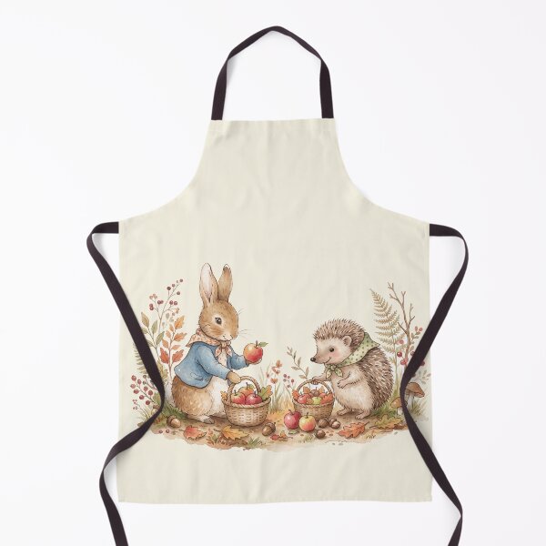 Item preview, Vintage Watercolor Rabbit and Hedgehog Harvesting Apples - Classic Storybook Art designed and sold by Pasteltone.