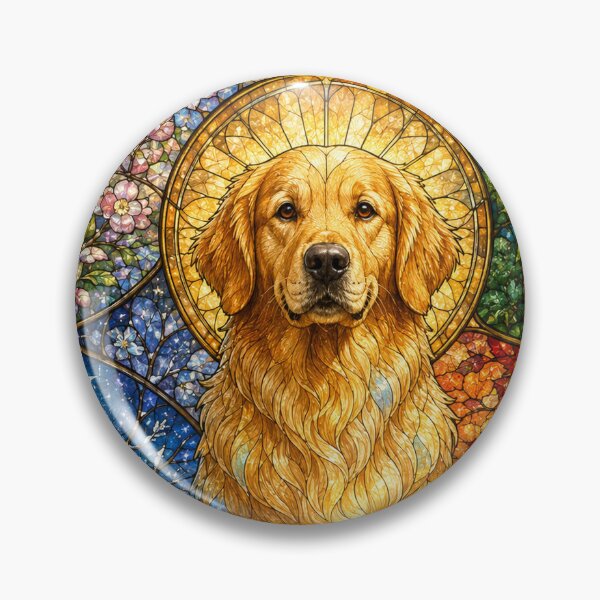 Item preview, The Golden Retriever of the Four Seasons – Stained Glass Solar Companion designed and sold by Pixel Otaku Gallery.