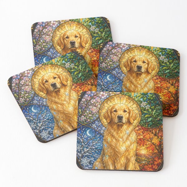 Item preview, The Golden Retriever of the Four Seasons – Stained Glass Solar Companion designed and sold by Pixel Otaku Gallery.