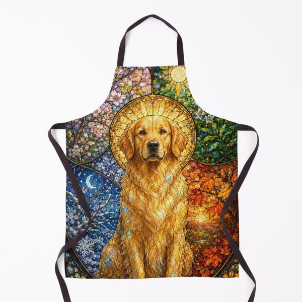 Item preview, The Golden Retriever of the Four Seasons – Stained Glass Solar Companion designed and sold by Pixel Sakura Gallery.