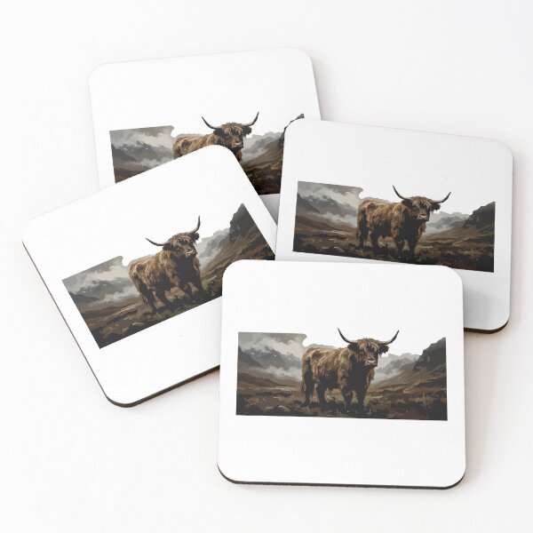 Item preview, Moody Scottish Highland Cow Oil Painting Portrait designed and sold by Arc2020.