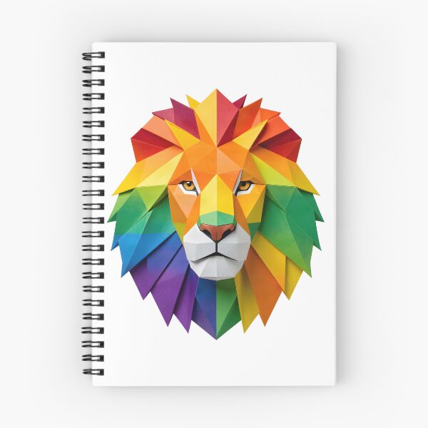 Item preview, Vibrant Geometric Lion Portrait - Rainbow Origami Art designed and sold by Marcu Ioachim.