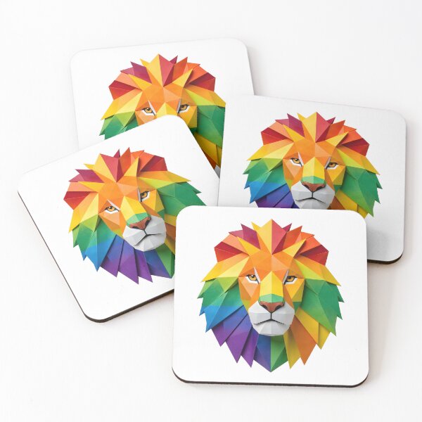 Item preview, Vibrant Geometric Lion Portrait - Rainbow Origami Art designed and sold by Marcu Ioachim.