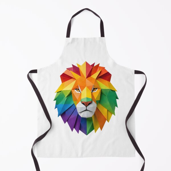 Item preview, Vibrant Geometric Lion Portrait - Rainbow Origami Art designed and sold by Marcu Ioachim.