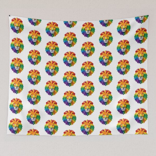 Item preview, Vibrant Geometric Lion Portrait - Rainbow Origami Art designed and sold by Marcu Ioachim.