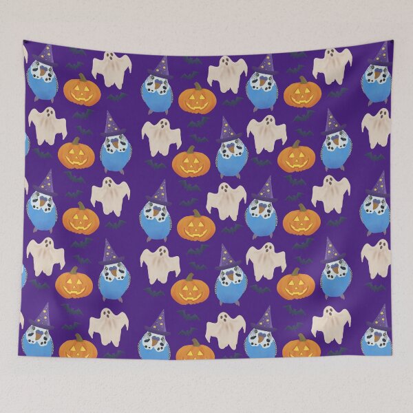 Item preview, Pattern of Blue Budgie and Halloween Decor designed and sold by FandomizedRose.