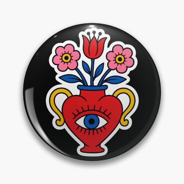Item preview, Retro Psychedelic Heart Vase with Eye Surreal Floral Art designed and sold by Vision Crafted.
