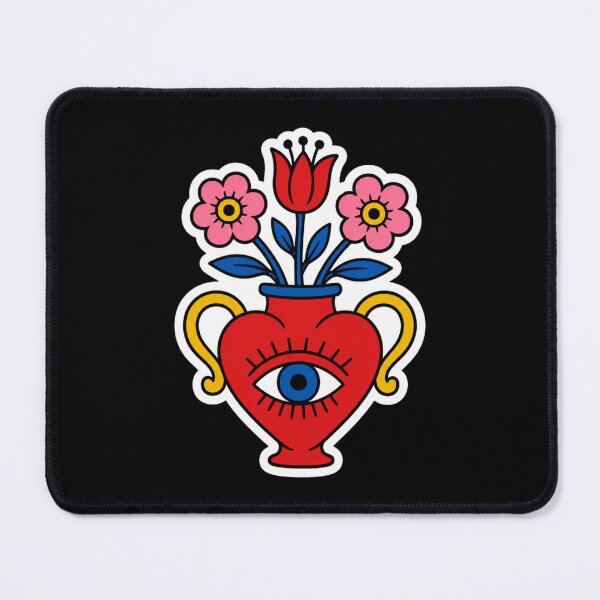 Item preview, Retro Psychedelic Heart Vase with Eye Surreal Floral Art designed and sold by Vision Crafted.