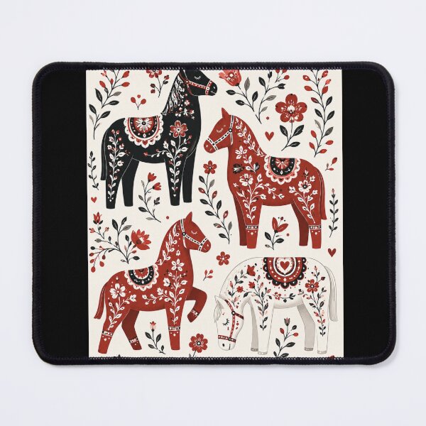 Item preview, Swedish Dala Horses Red, Funny Dala Horses ,  red dala horses witj black and white rosemailing designed and sold by Owneysweet.