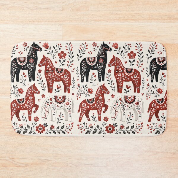 Item preview, Swedish Dala Horses Red, Funny Dala Horses ,  red dala horses witj black and white rosemailing designed and sold by Owneysweet.