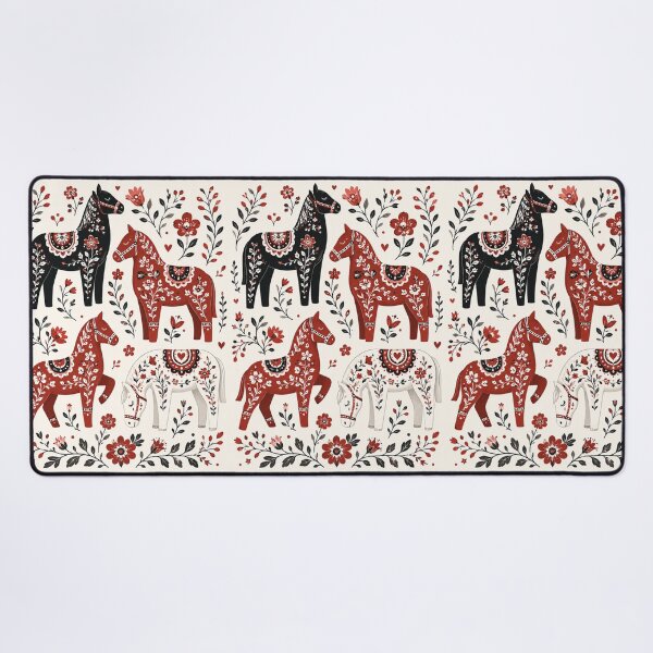 Item preview, Swedish Dala Horses Red, Funny Dala Horses , red dala horses witj black and white rosemailing designed and sold by Owneysweet.