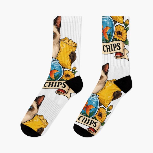 Item preview, Copy of Funny Siamese Fish and Chips Cat Tattoo Art designed and sold by Old's Cool Cat Studio.