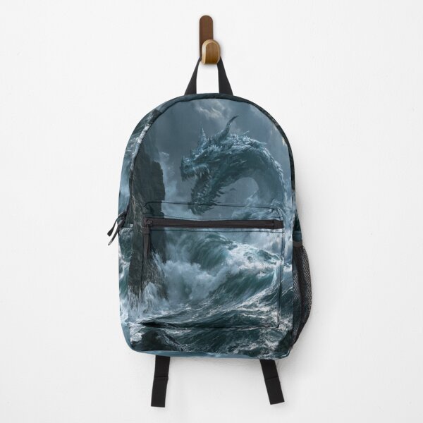 Item preview, A colossal Sea Serpent weaving through towering ocean waves beside towering sea cliffs beneath dramatic storm clouds, Fantasy & Mythological Creatures designed and sold by CDC40.
