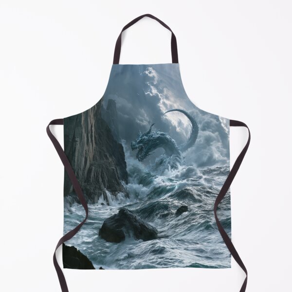 Item preview, A colossal Sea Serpent weaving through towering ocean waves beside towering sea cliffs beneath dramatic storm clouds, Fantasy & Mythological Creatures designed and sold by CDC40.