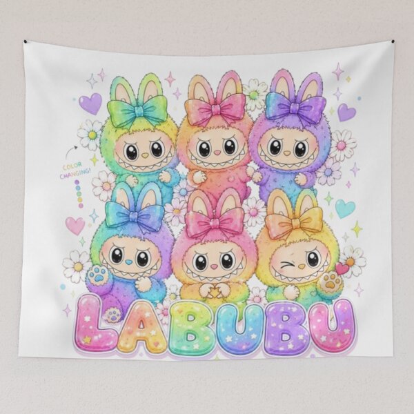 Item preview, Cute Rainbow Pastel Labubu Characters Squad Art designed and sold by AesthinkArt.
