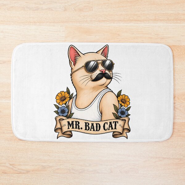 Item preview, Copy of Mr Bad Cat Cool Mustache Aviator Sunglasses Tattoo designed and sold by Old's Cool Cat Studio.